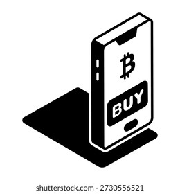 Um ícone de estilo de glifo que representa o pagamento em bitcoin