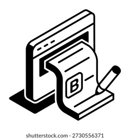 A glyph style icon representing blogs