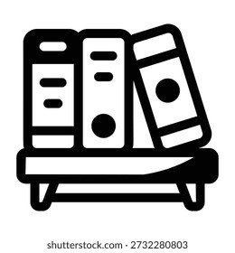 Icono de estilo de glifo que representa la columna vertebral de un libro