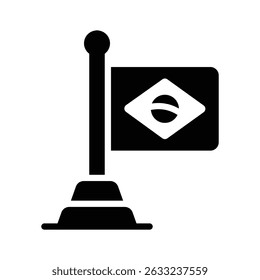 Glyph style icon representing the brazil flag waving