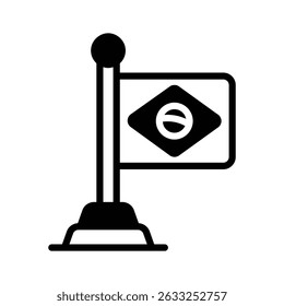Glyph style icon representing the brazil flag waving