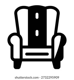 Glyph style icon representing a cozy sofa