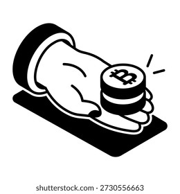 Un icono de estilo de glifo que representa la inversión en criptomonedas