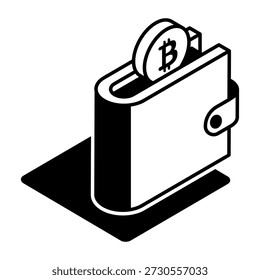 A glyph style icon representing crypto wallet
