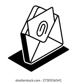 Icono de estilo de glifo que representa datos adjuntos de correo electrónico