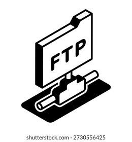 Um ícone de estilo de glifo representando o ftp