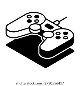 A glyph style icon representing game controller
