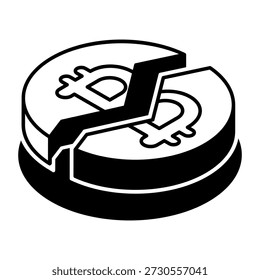 A glyph style icon representing halving