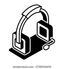 A glyph style icon representing headset
