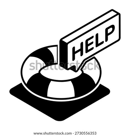 A glyph style icon representing help