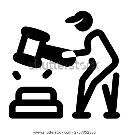 Glyph style icon representing a judge gavel