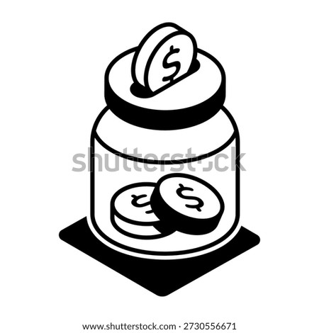 A glyph style icon representing money jar