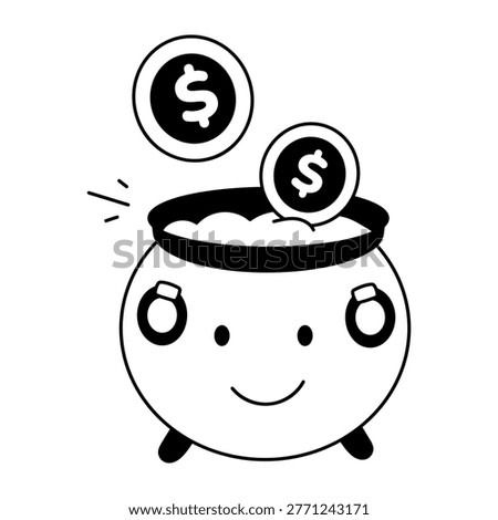 Glyph style icon representing money deposit