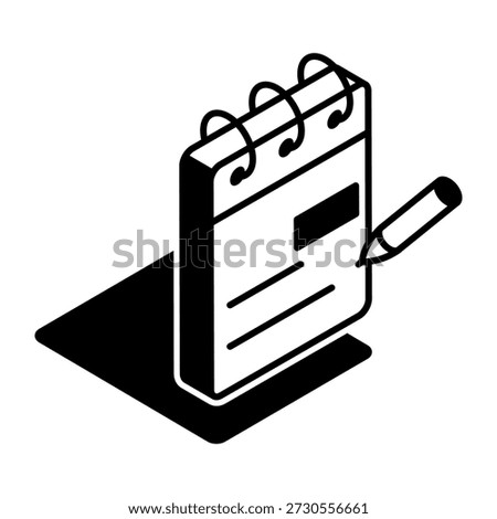 A glyph style icon representing notepad