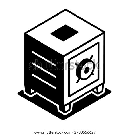A glyph style icon representing secure vault