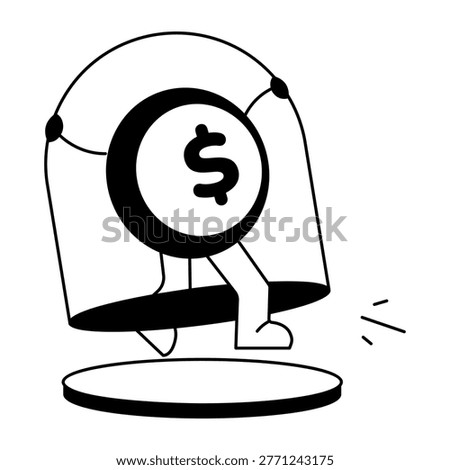 Glyph style icon representing secure deposit