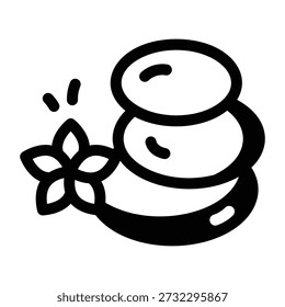 Glyph style icon representing spa stones