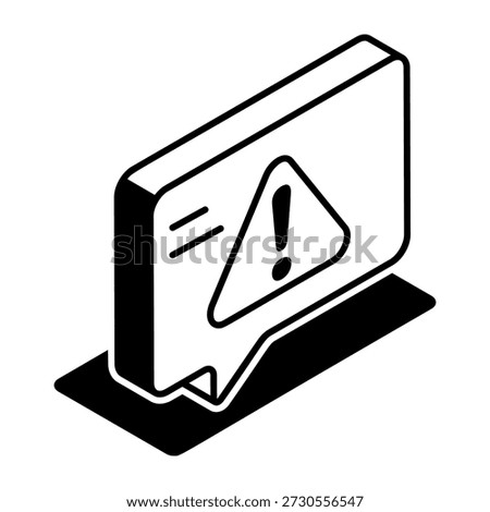 A glyph style icon representing warning notification