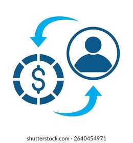 Glyph style icon of return visitors. Great for digital marketing, SEO, and online business themes.