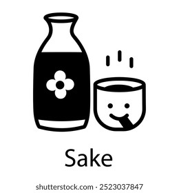 Un icono de sake estilo glifo 