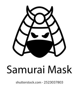 Um ícone de estilo de glifo da máscara de samurai