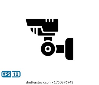 glyph style icon of security camera isolated on white background. EPS 10
