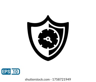 icono de estilo de glifo del protector temporal de seguridad aislado en fondo blanco. EPS 10