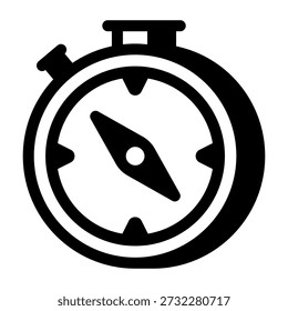 Icono de estilo de glifo que muestra una brújula