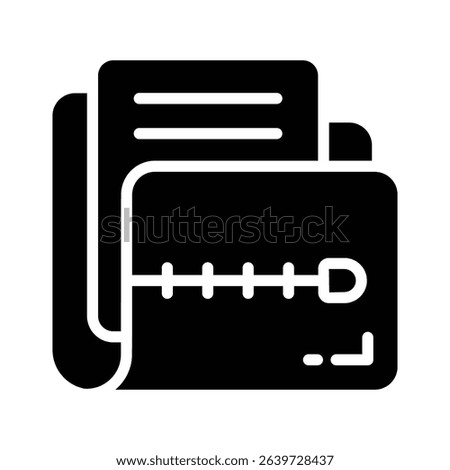 A glyph style icon showing compressed zip folder