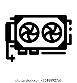 A glyph style icon showing computer graphics card 