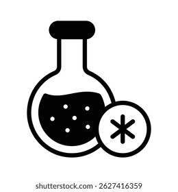 A glyph style icon showing lab chemical flask