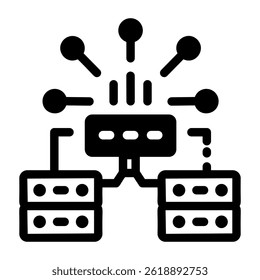 A glyph style icon showing a network switch 