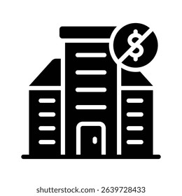 A glyph style icon showing no sale indicator
