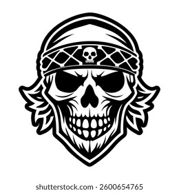 A glyph style icon of skull bandana symbol