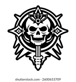 A glyph style icon of skull sceptre symbol