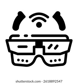 A glyph style icon of a smart glasses 