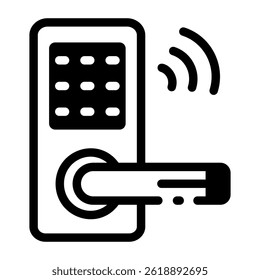 A glyph style icon of a smart lock technology 
