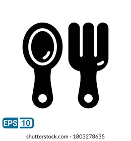 glyph style icon of spoon and fork. vector illustration for graphic design, website, UI isolated on white background. EPS 10