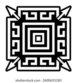 A glyph style icon of square arrows symbol