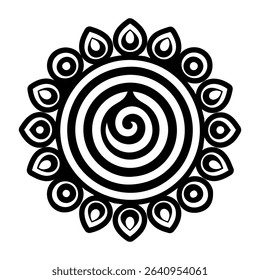 Glyph style icon of taino spiral symbol