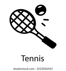 A glyph style icon of tennis game 