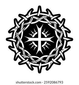 A glyph style icon of thorns crown symbol