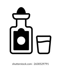 Um ícone de estilo glifo do tradicional frasco de tequila