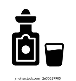 Um ícone de estilo glifo do tradicional frasco de tequila