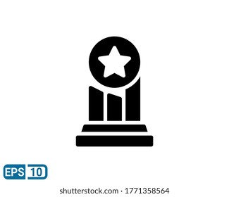glyph style icon of trophy. vector illustration for graphic design, website, UI isolated on white background. EPS 10