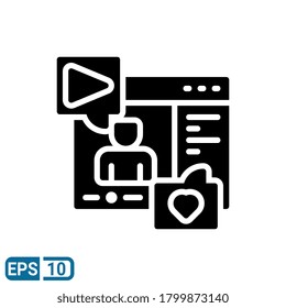 icono de estilo de glifo de vlog. ilustración vectorial para diseño gráfico, sitio web, interfaz de usuario aislada en fondo blanco. EPS 10