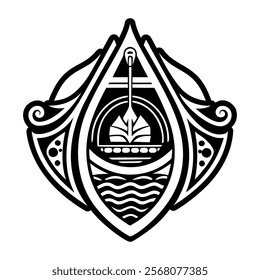 A glyph style icon of waka canoe symbol