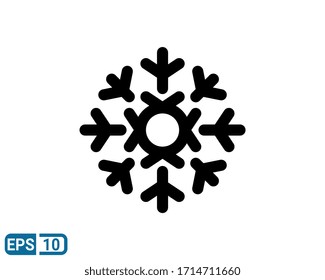 ícono de estilo glifo de copo de nieve de invierno aislado en fondo blanco. EPS 10