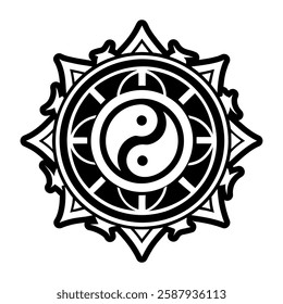 A glyph style icon of yin yang symbol