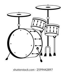 Glyph style illustration of acoustic drum set
